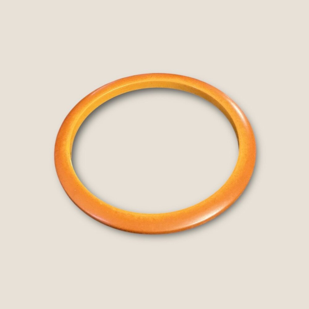 Vintage Bakelite Bangle Bracelet Orange Round Inside Diameter 2.5 Inches Retro J